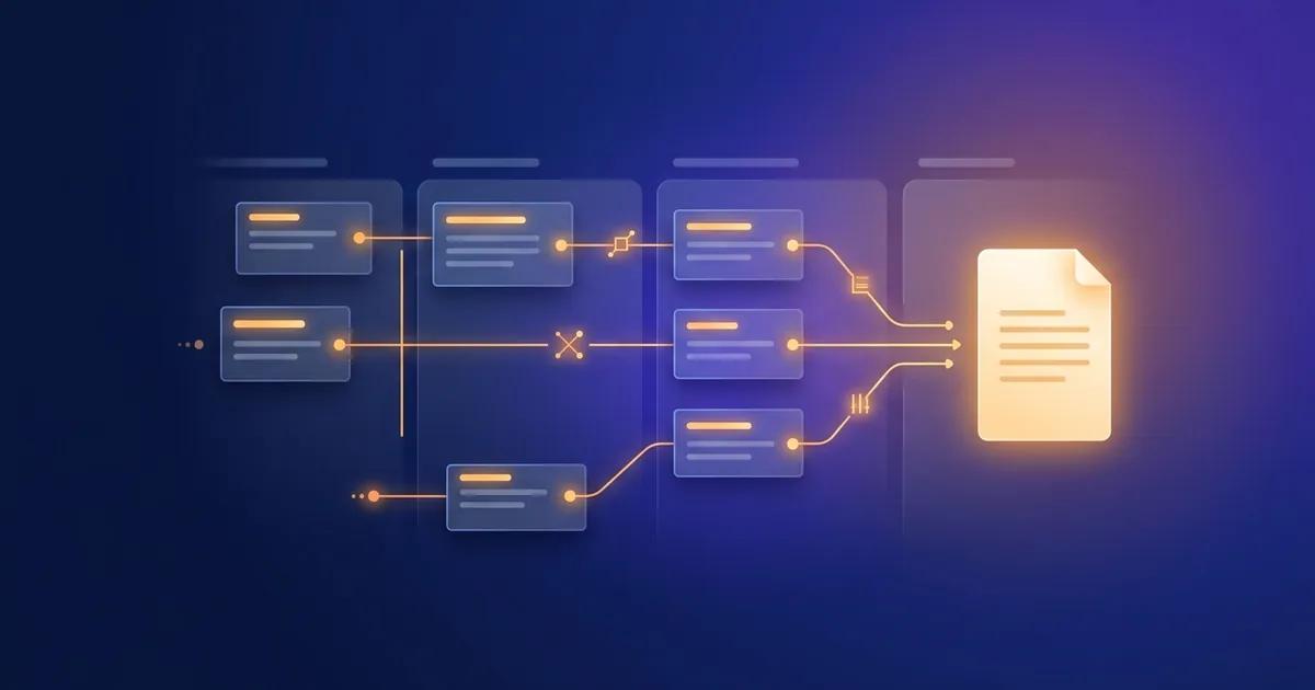 A performance review draft with each line connected by citation lines to Jira ticket, epic, and status-transition icons.